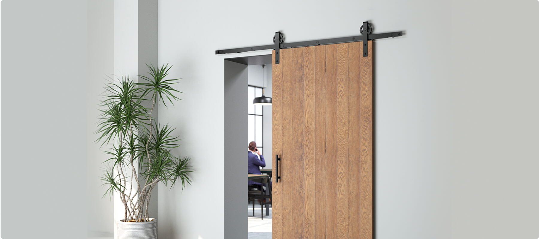sliding timber door for modern office workspace