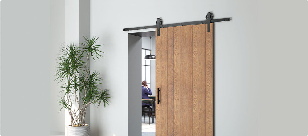 sliding timber door for modern office workspace 