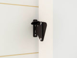 black lock on bathroom white sliding barn door 